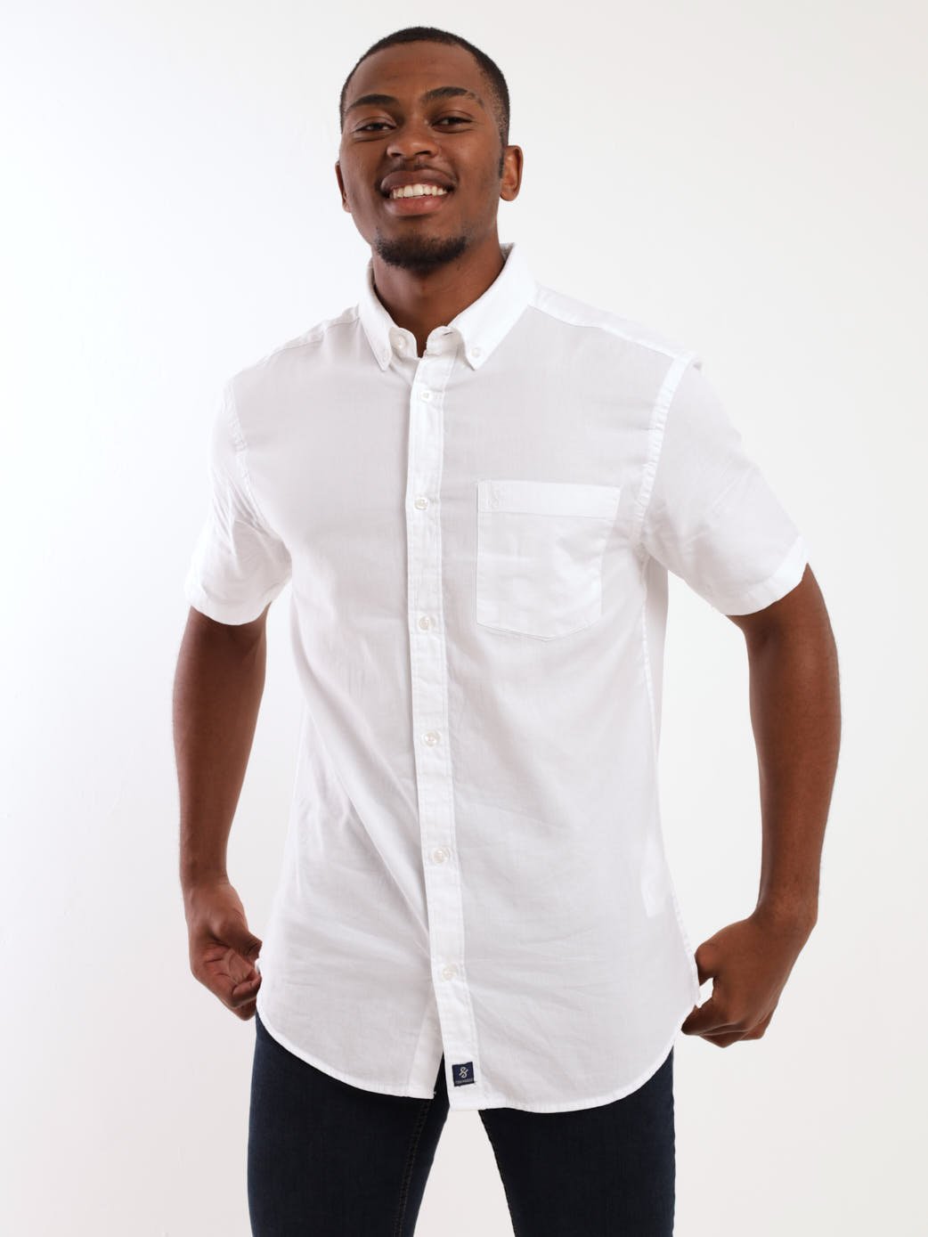 Men's Short Sleeve Plain Shirt - White