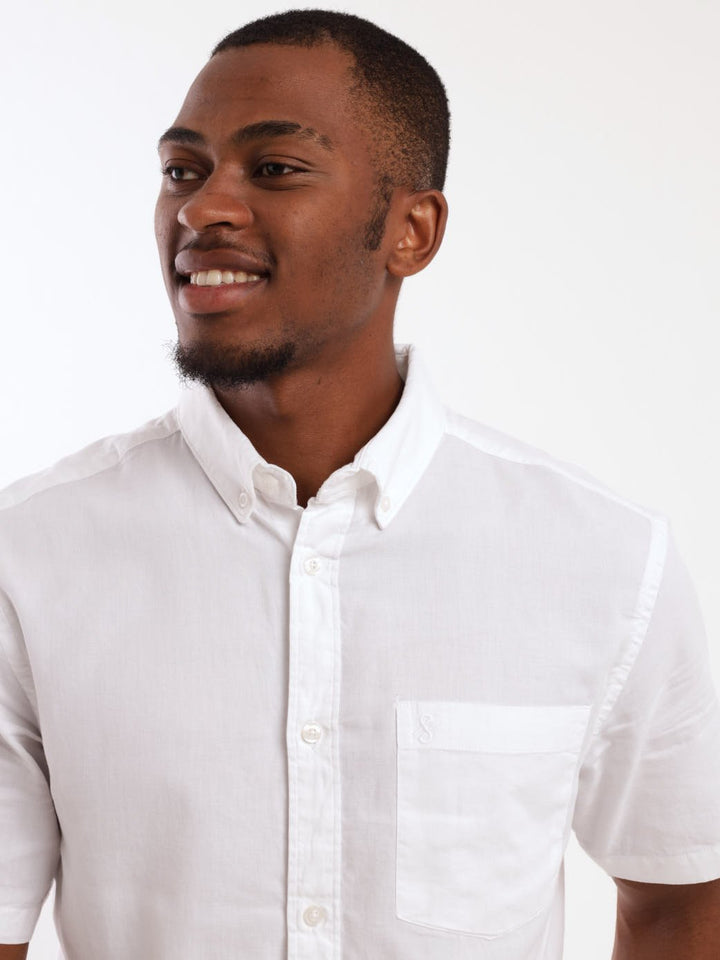 Men's Short Sleeve Plain Shirt - White