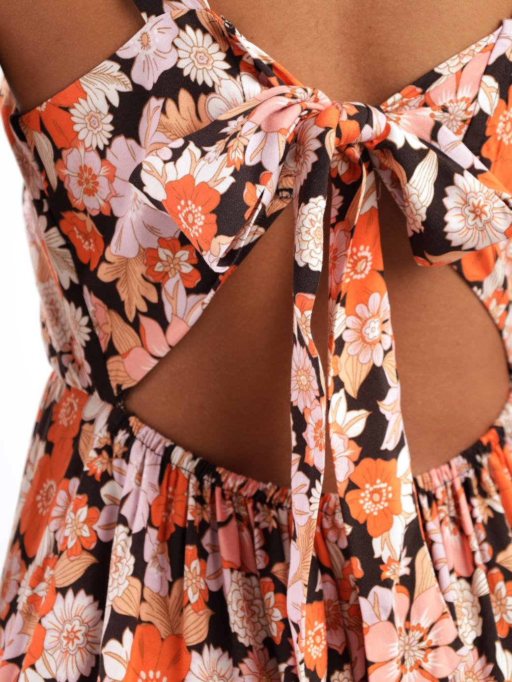 Ladies Sleeveless Tie Strap All Over Print Maxi Dress