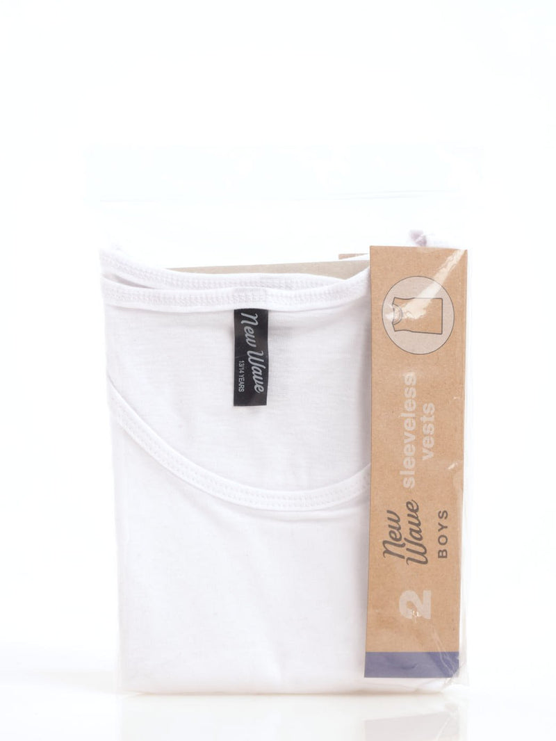 Boys 2 Pack Sleevless Vest - White