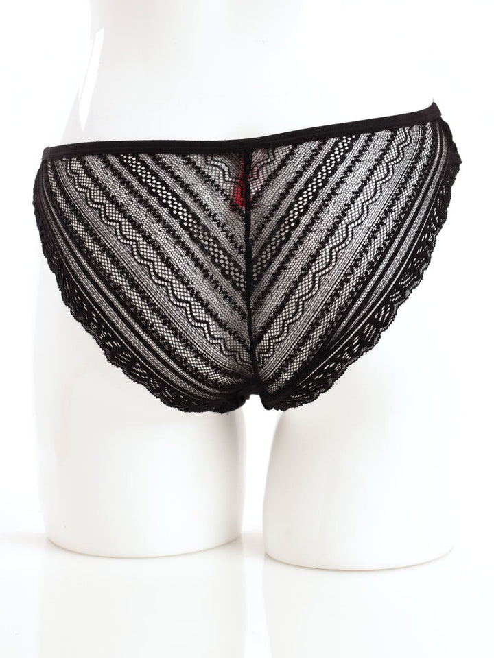 Ladies 2 Pack Seamless Bikini Panty With Geo Lace Back - Two-tone