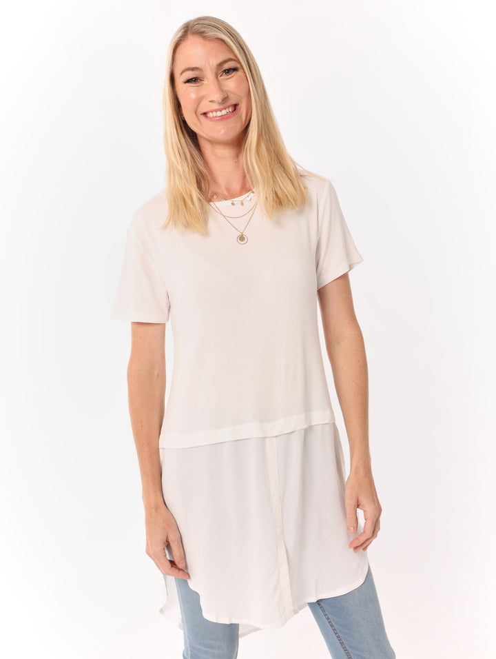 Ladies Twofer Top - White