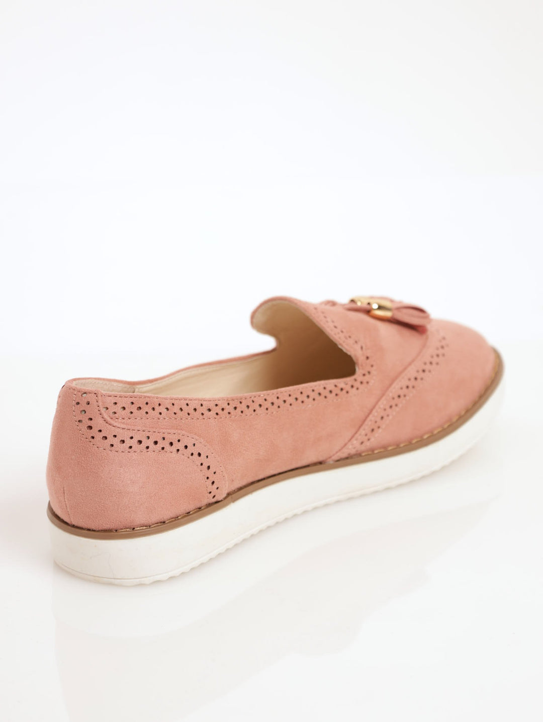 Ladies Albert Cut Shoe With Tassel And Laser-Cut Detail - Blush