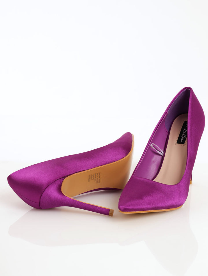 Ladies Satin Court Heel - Purple