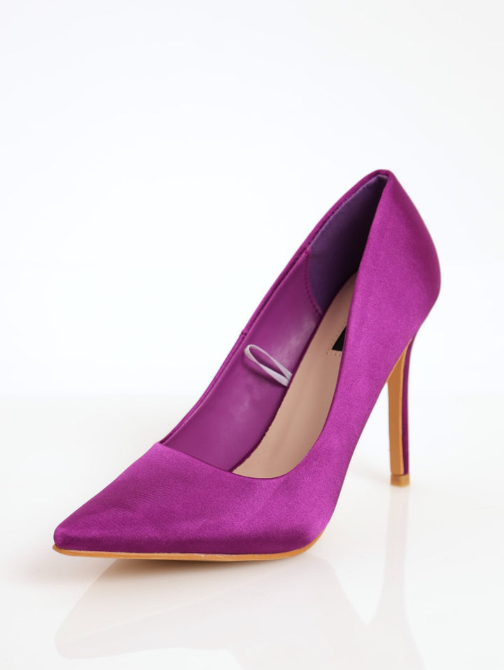 Ladies Satin Court Heel - Purple