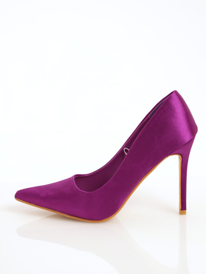 Ladies Satin Court Heel - Purple