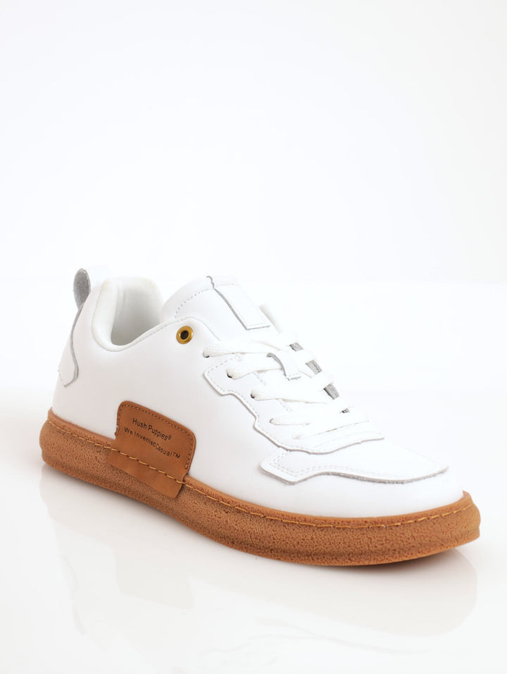 Men's Lace-Up Sneaker With Gum Sole - White