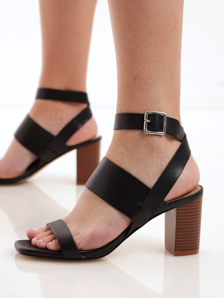Ladies Mule Block Heel Sandal  Black