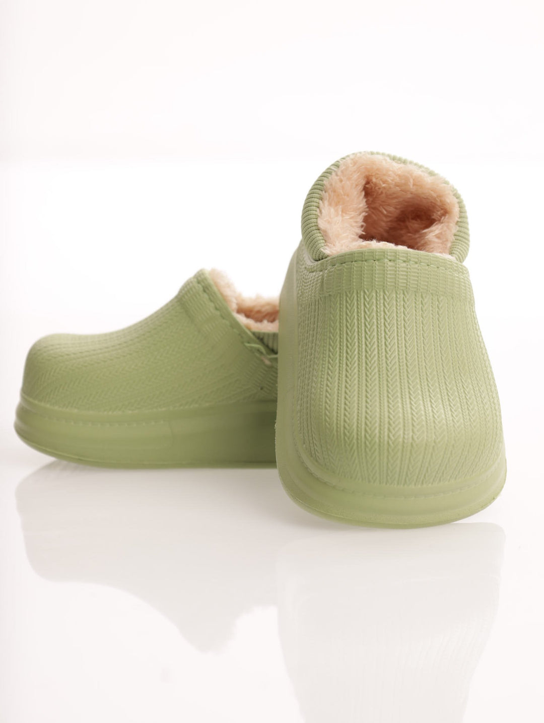Girls Fur Clog Shoe - Green