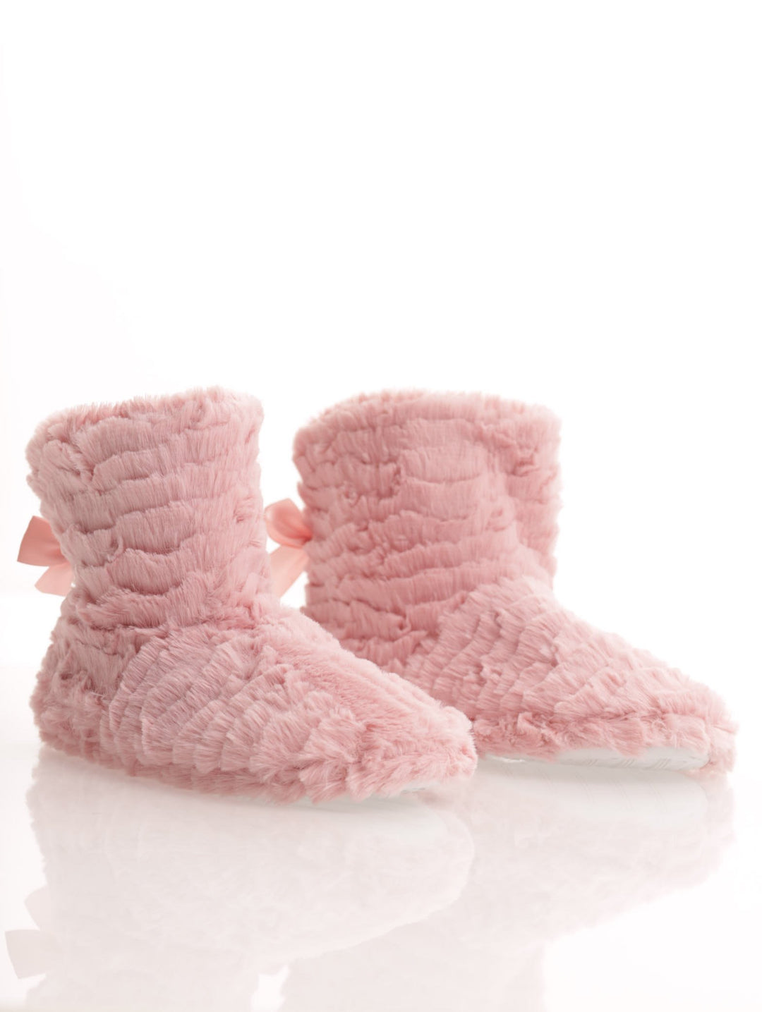 Ladies Slipper Bootie With Back Tie Bow - Blush
