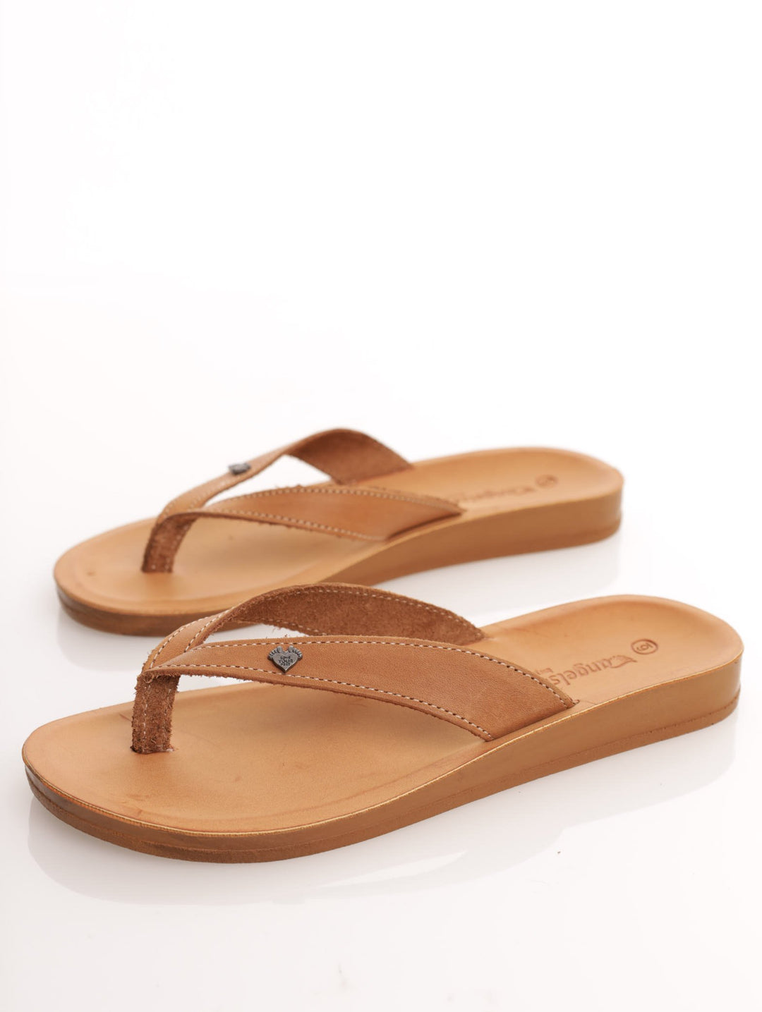 Ladies Alex Leather Thong Sandal - Tan
