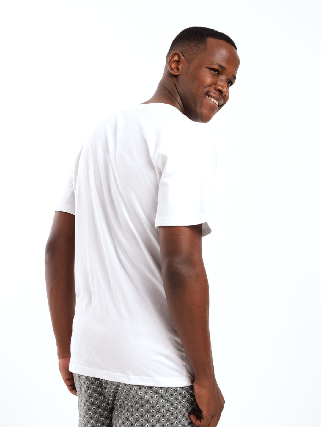 Men's Short Sleeve Henley Top - White