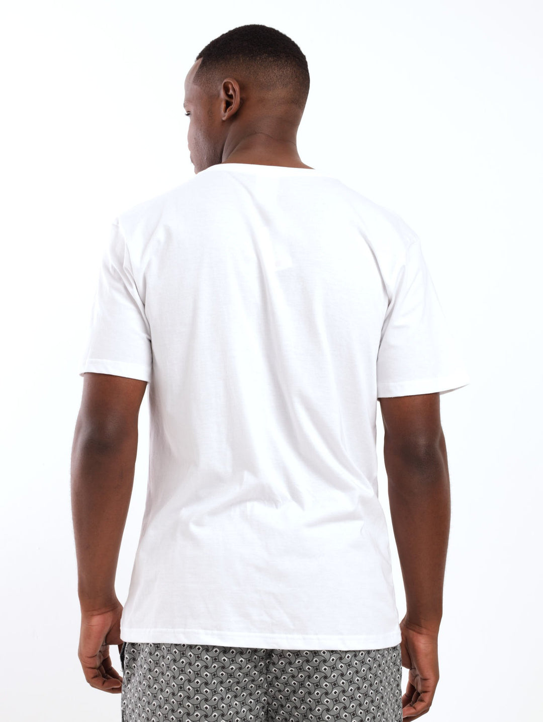 Men's Short Sleeve Henley Top - White
