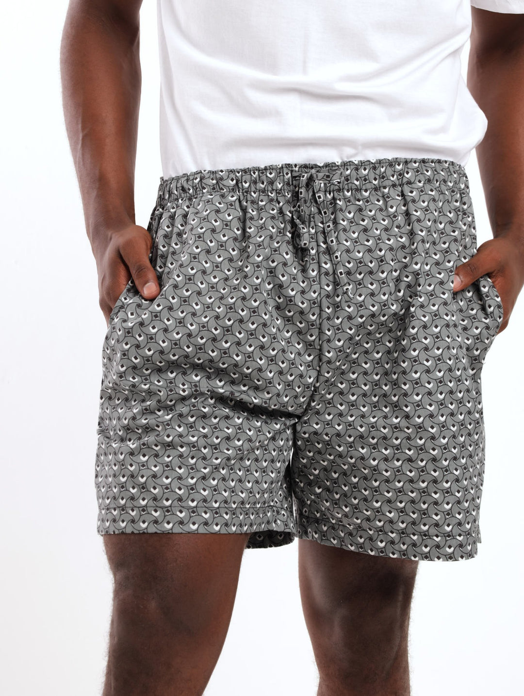 Men's All Over Print Woven Short - Grey/Black/White