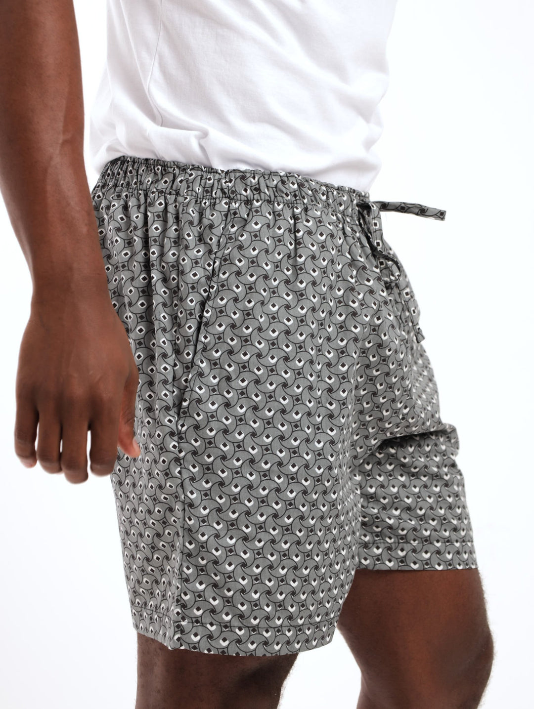 Men's All Over Print Woven Short - Grey/Black/White
