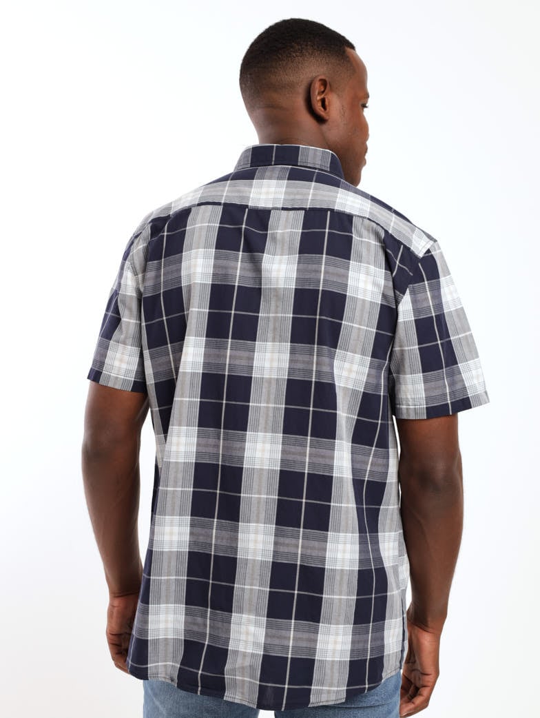 Men's Short Sleeve Check Shirt - Beige