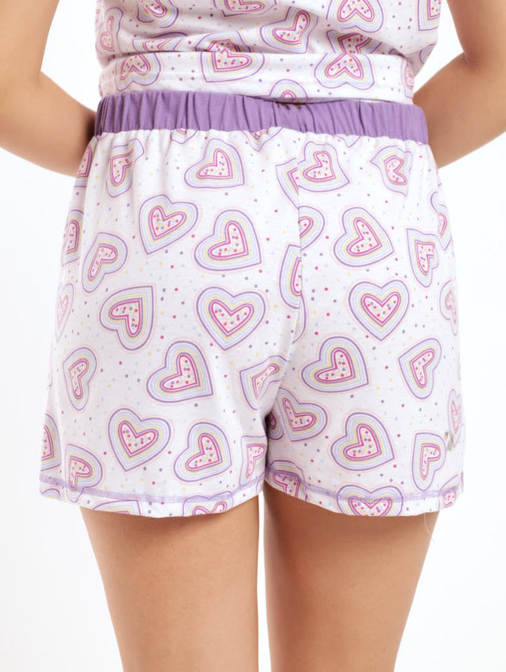 Ladies Hearts Short - White