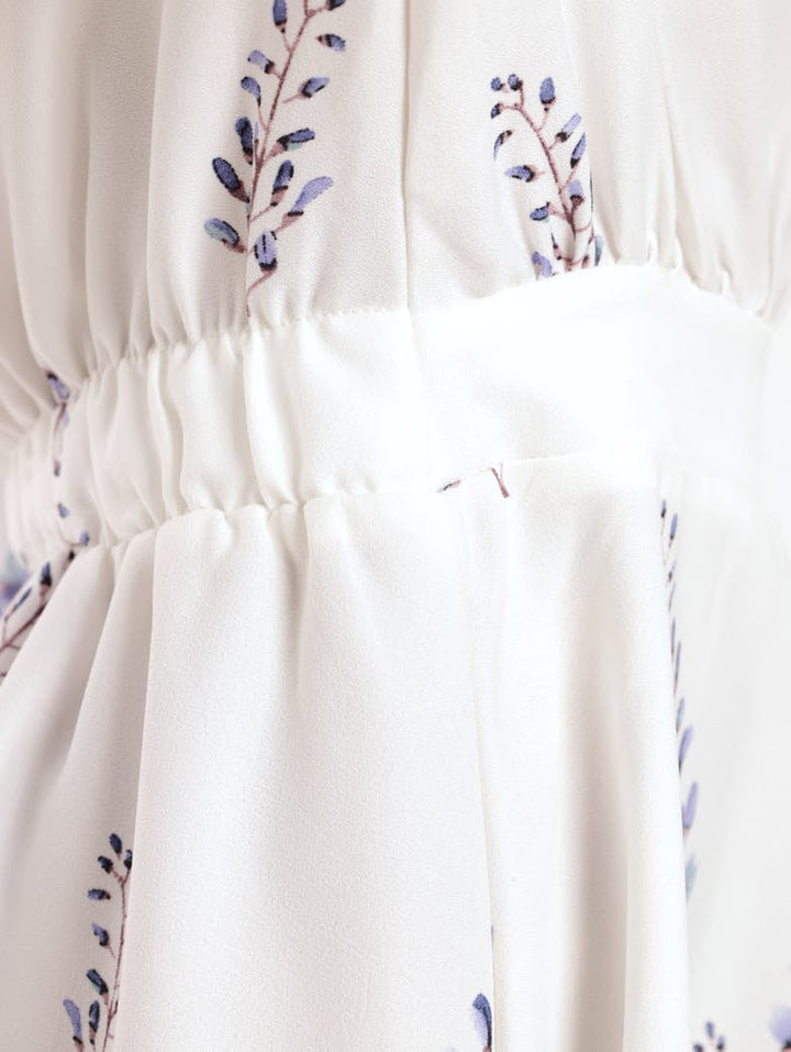 Ladies Puff Sleeve Mini Dress - Blue