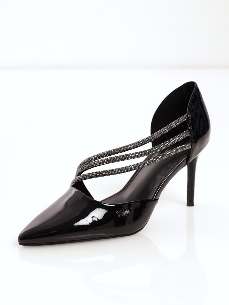 Ladies Pointed Closed-Toe Stiletto Heel - Black