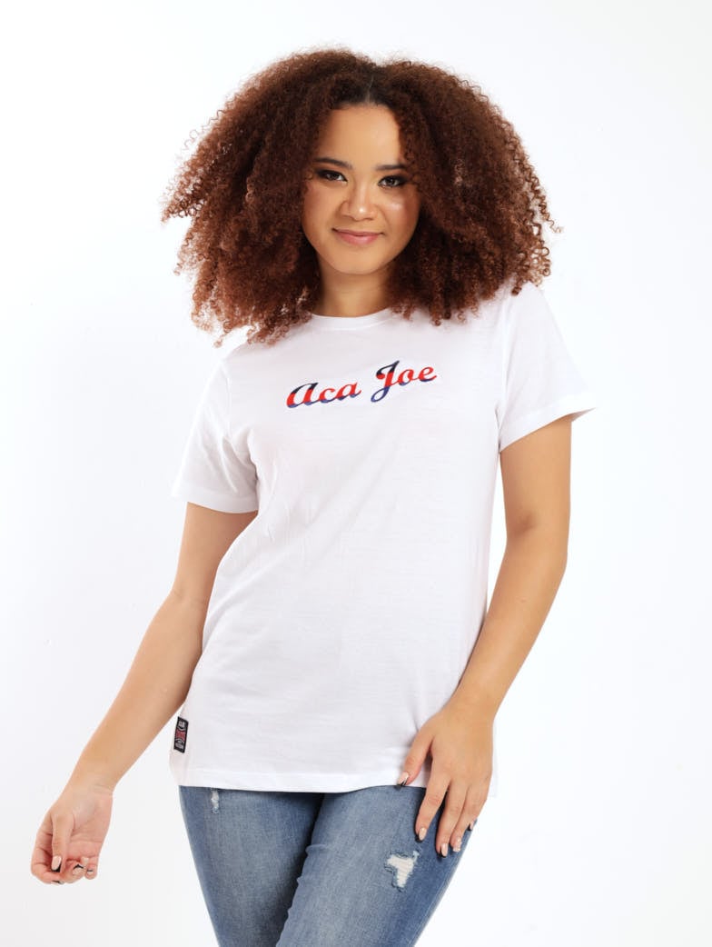 Ladies Short Sleeve Embroidered Jersey Tee - White