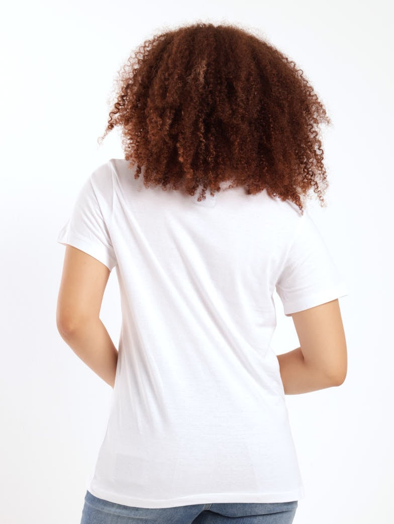 Ladies Short Sleeve Embroidered Jersey Tee - White