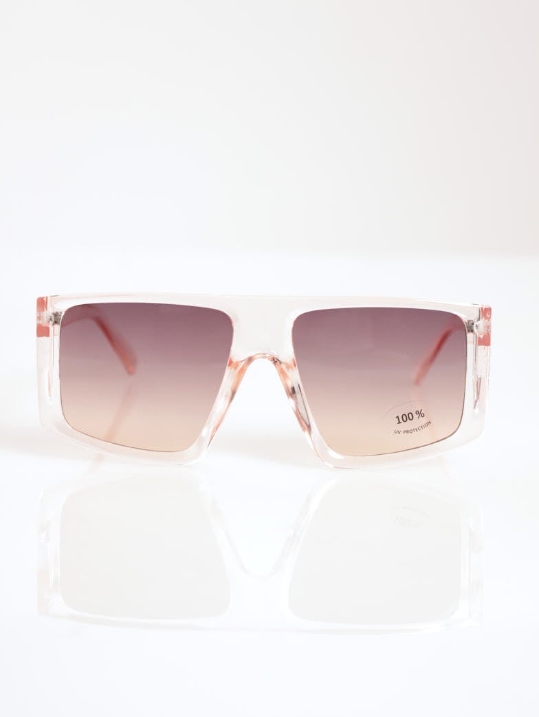 Ladies Ombre Lense Clear Brow Sunglasses - Light Pink