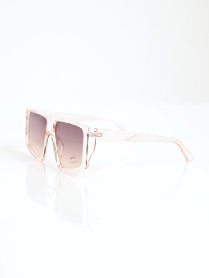Ladies Ombre Lense Clear Brow Sunglasses - Light Pink