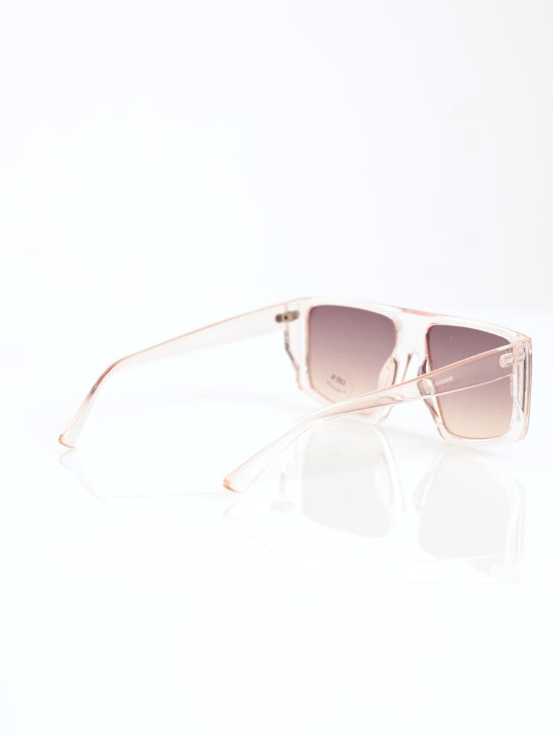 Ladies Ombre Lense Clear Brow Sunglasses - Light Pink