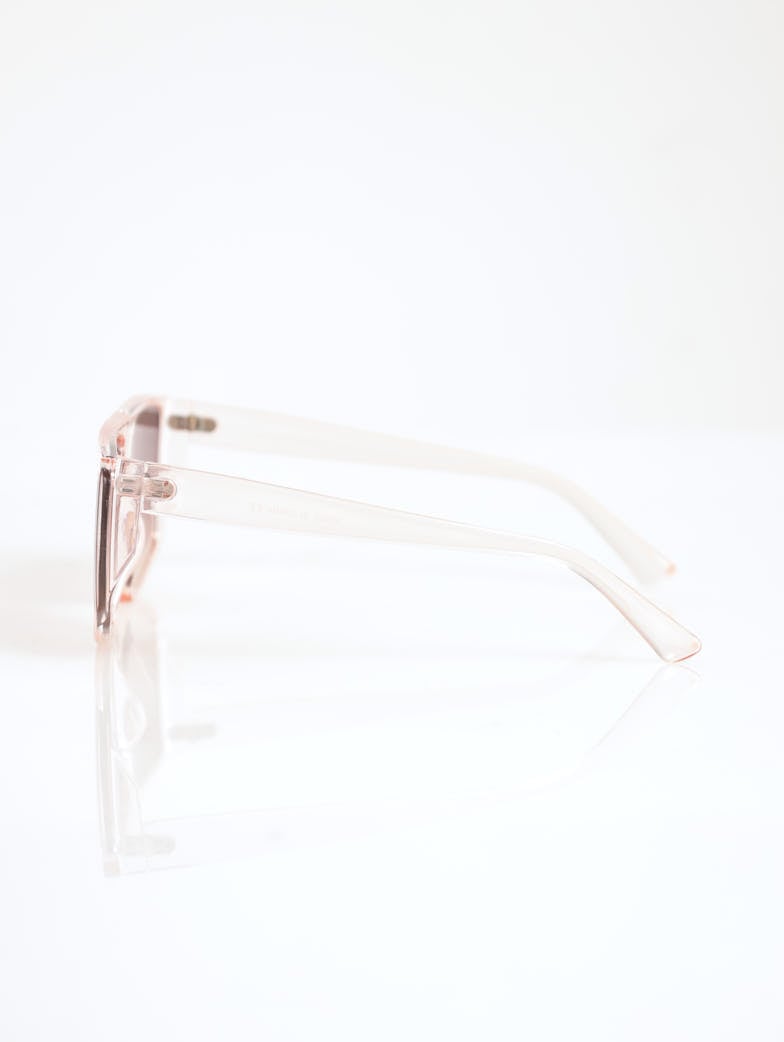 Ladies Ombre Lense Clear Brow Sunglasses - Light Pink