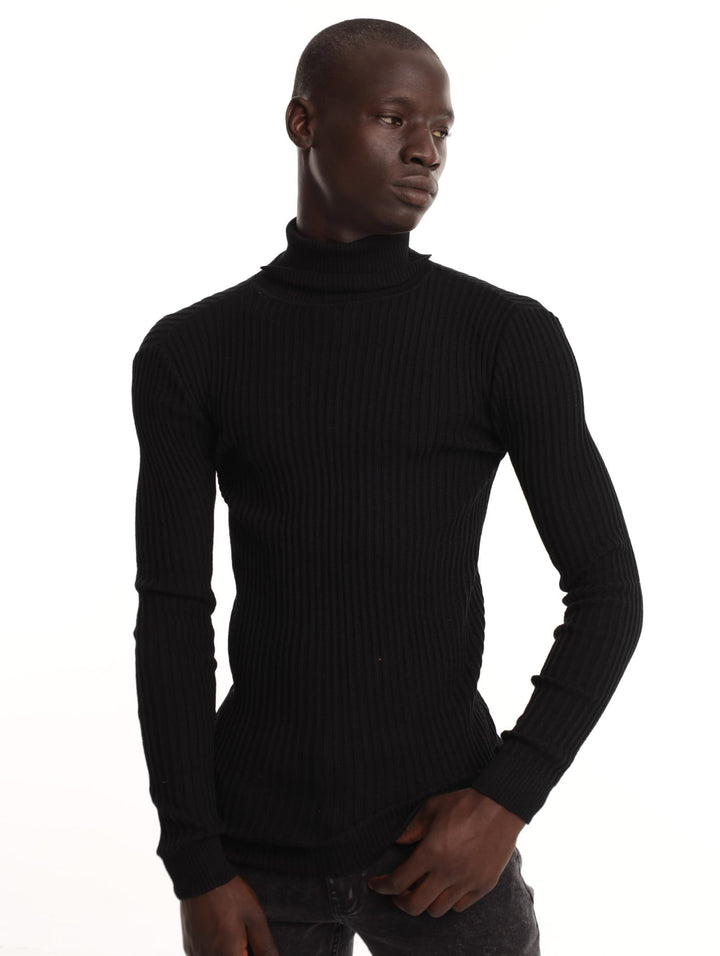 Men's Polo Neck Plain Top - Black