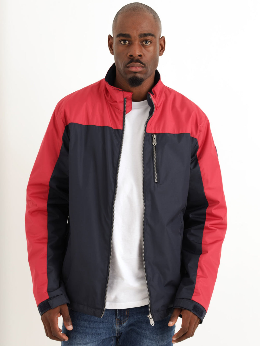 Men's Color Block Jacket - Navy/Red