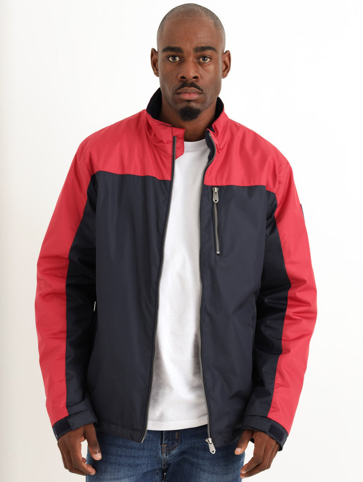 Men's Color Block Jacket - Navy/Red