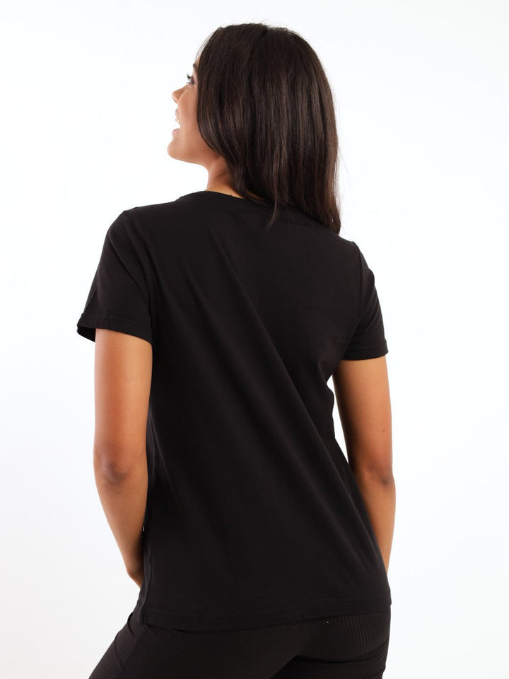 Ladies Printed Hippy Regular Top - Black