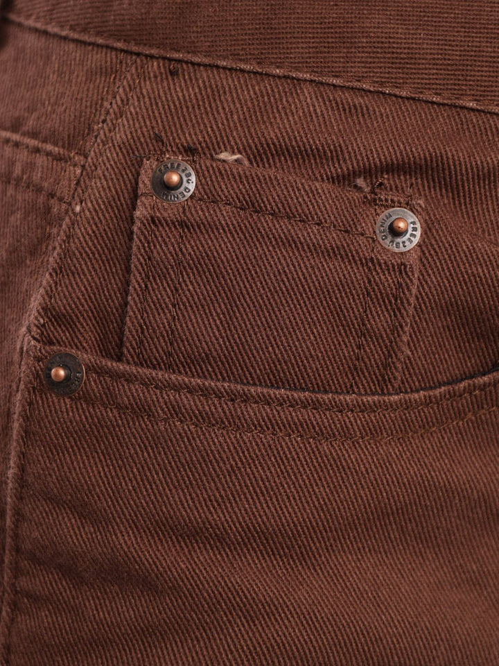 Ladies Brown 90'S Wideleg Split Hem Denim Jean