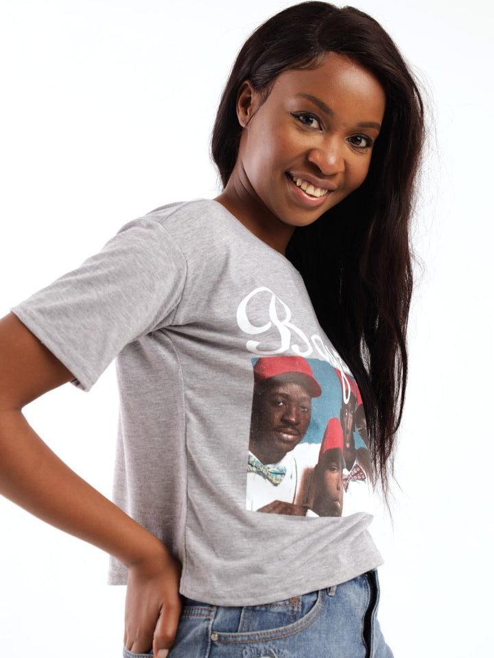 Ladies Boys To Men Tee - Grey Melange