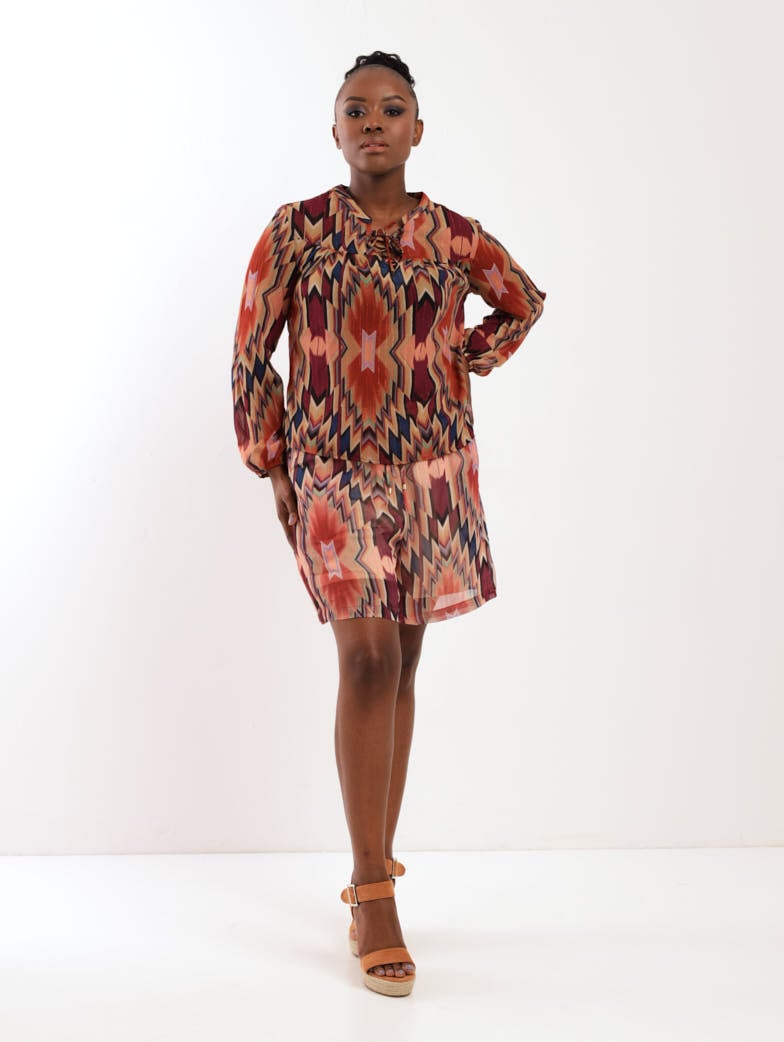 Ladies Chevron Print Gypsy Blouse