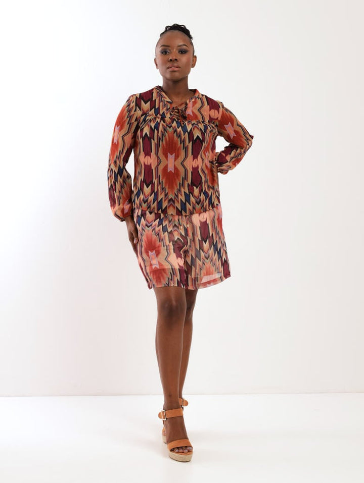 Ladies Chevron Print Gypsy Blouse