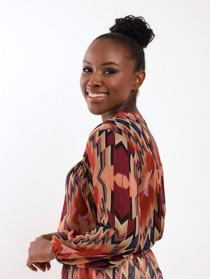 Ladies Chevron Print Gypsy Blouse