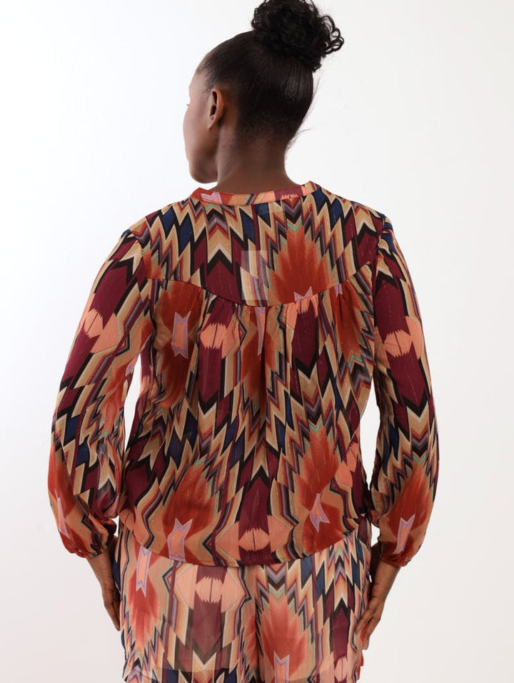 Ladies Chevron Print Gypsy Blouse