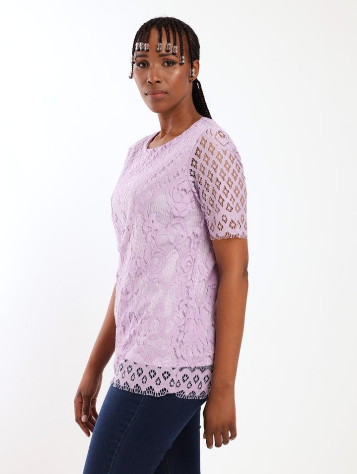 Ladies Lace Top - Lilac