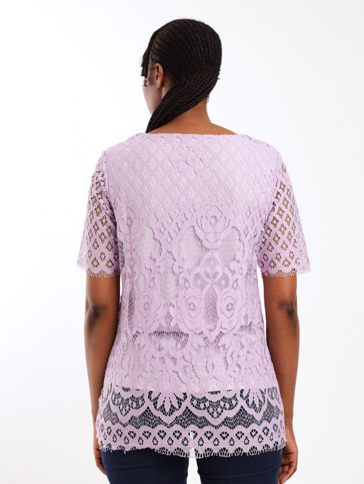 Ladies Lace Top - Lilac