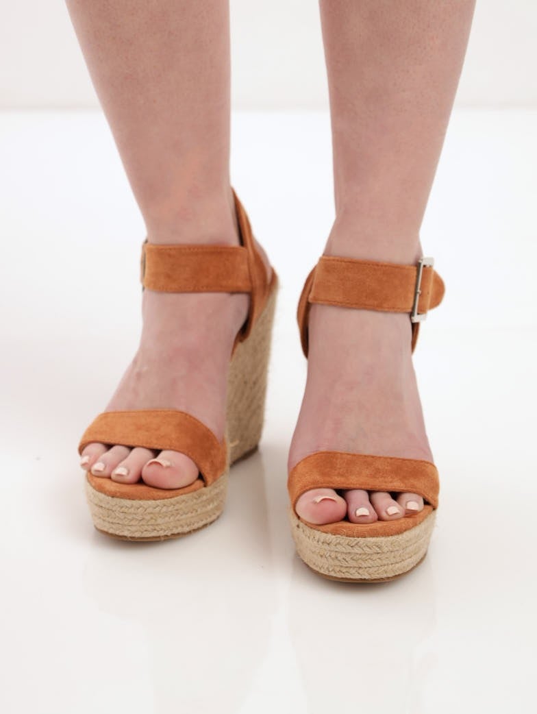 Ladies Espadrille Wedge Sandal - Taupe