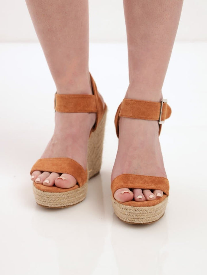 Ladies Espadrille Wedge Sandal - Taupe