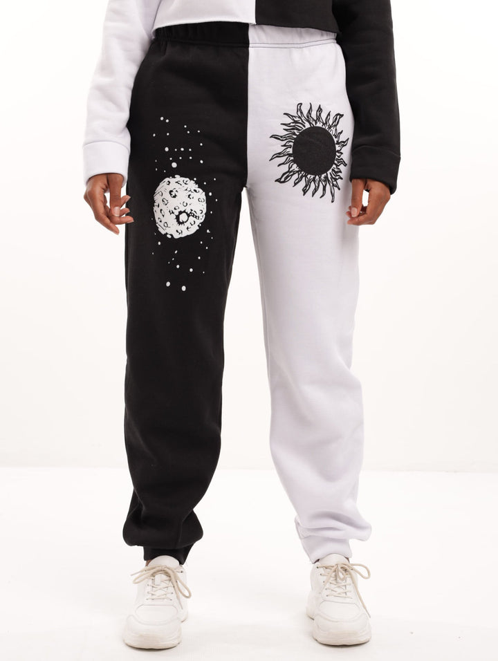 Ladies Two Tone Fleece Jogger Set - Black