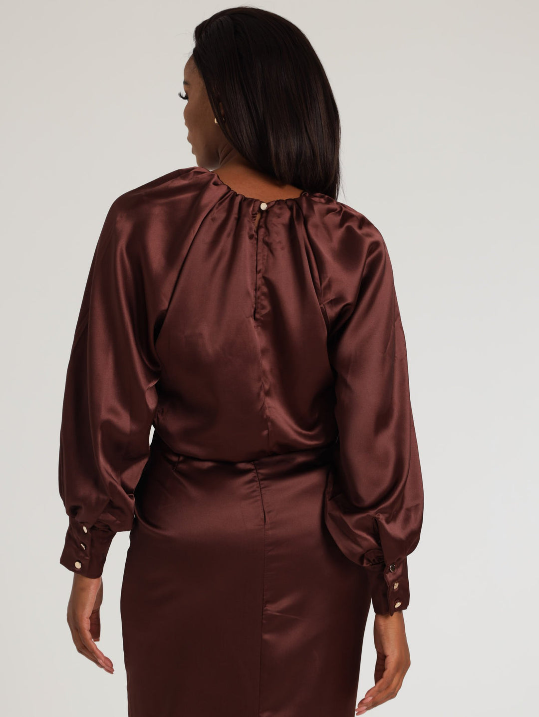 Ladies Satin Blouse - Rust