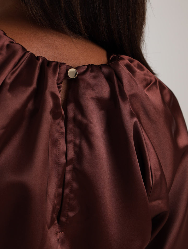 Ladies Satin Blouse - Rust