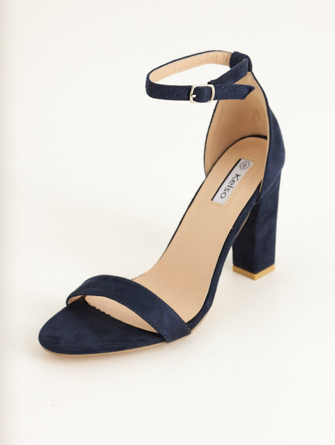 Ladies Closed Back Block Heel Sandal - Navy
