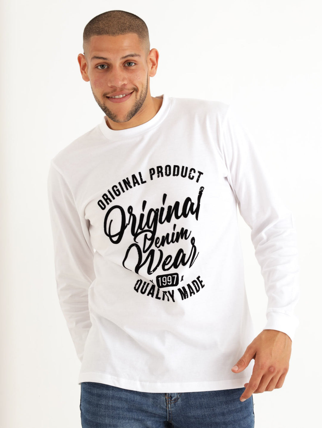 Men's Long Sleeve Original Flock Tee - White