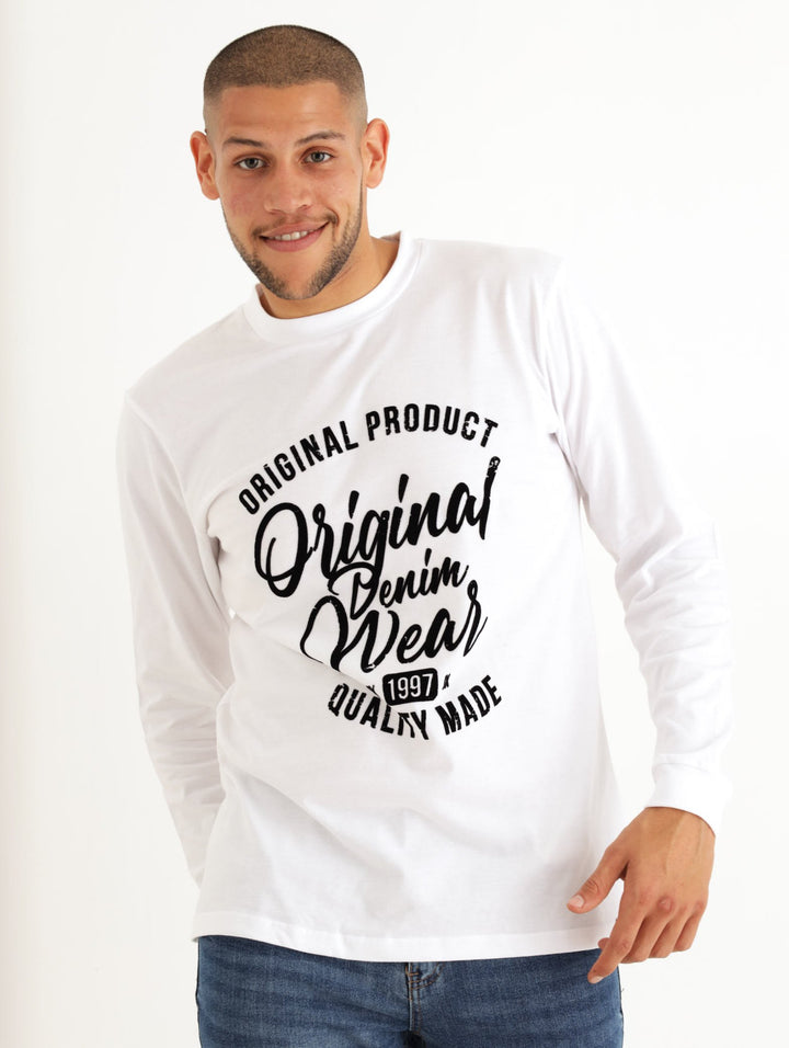 Men's Long Sleeve Original Flock Tee - White