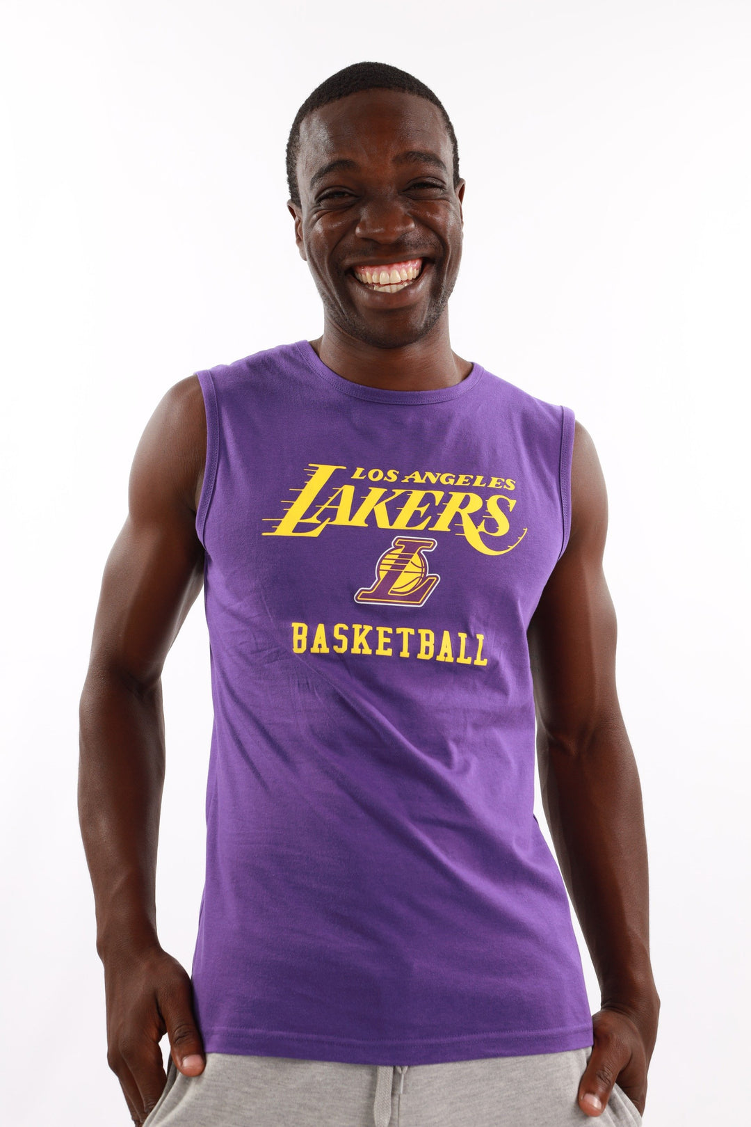 Men's Lakers Retro Cotton Vest (Straight Hem) Purple